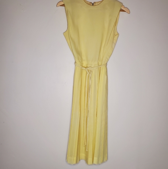 Dandelion Breeze Pastel Yellow Sleeveless Pleated Vintage 60s Dress - Picture 8 of 16